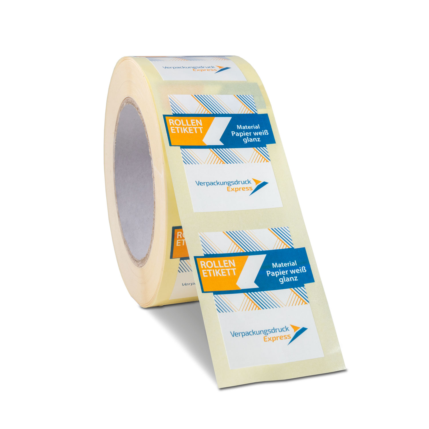 Produktfoto_Rollenetikett_Papier_weiss_glanz Etiketten auf Rolle aus Papier weiß glanz