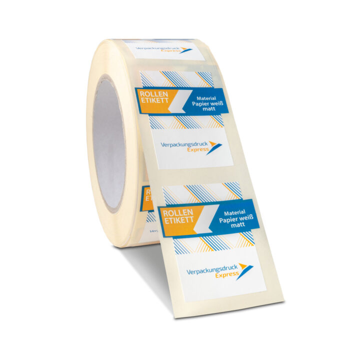 Etiketten auf Rolle aus Papier weiß matt