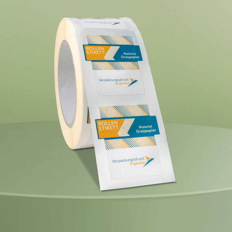 Etiketten auf Rolle aus Graspapier