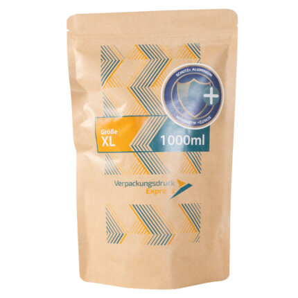 Standbodenbeutel Kraftpapier braun 1000ml-Schutz