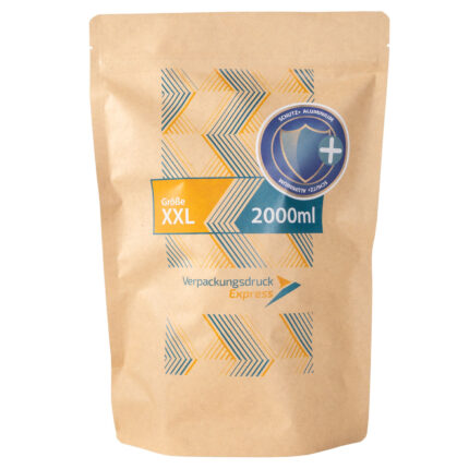 Standbodenbeutel Kraftpapier braun 2000ml-Schutz