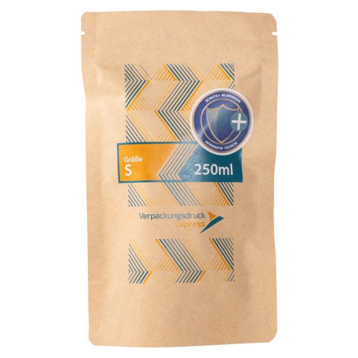 Standbodenbeutel Kraftpapier braun 250ml-Schutz