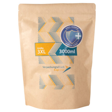 Standbodenbeutel Kraftpapier braun 3000ml-Schutz