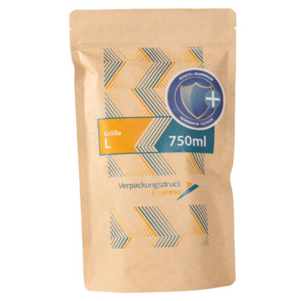 Standbodenbeutel Kraftpapier braun 750ml-Schutz