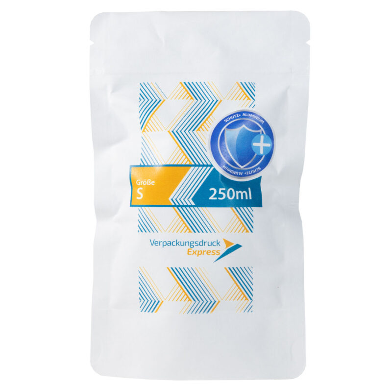 Standbodenbeutel Kraftpapier weiß 250ml-Schutz