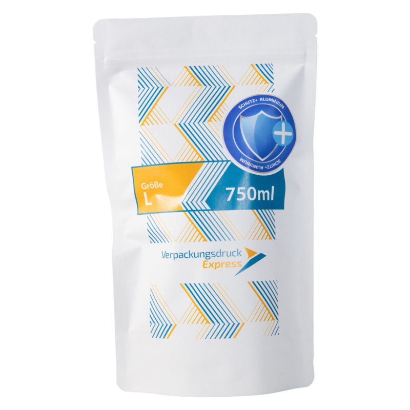 Standbodenbeutel Kraftpapier weiß 750ml-Schutz