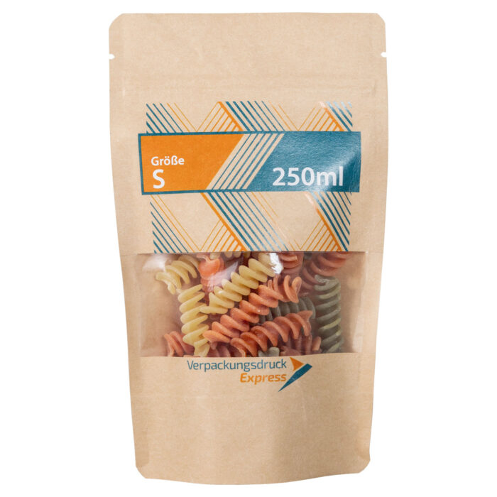 Standbodenbeutel braunes Kraftpapier mit Fenster 250ml – Bild 1