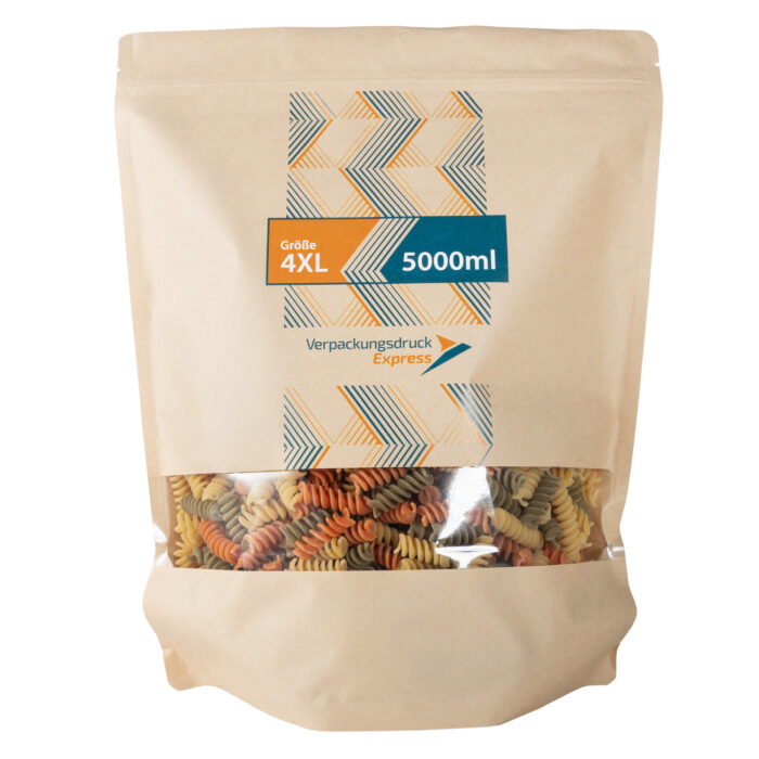 Standbodenbeutel braunes Kraftpapier mit Fenster 5000ml – Bild 1