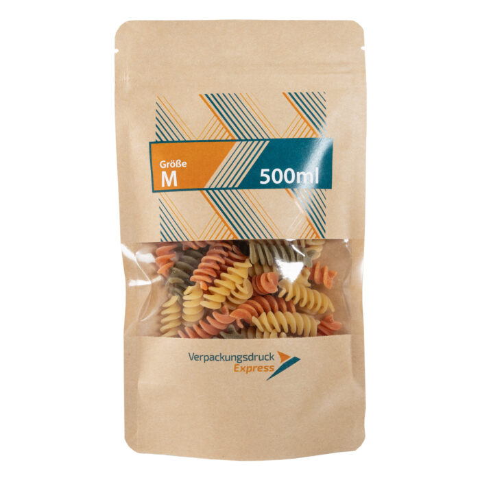 Standbodenbeutel braunes Kraftpapier mit Fenster 500ml – Bild 1
