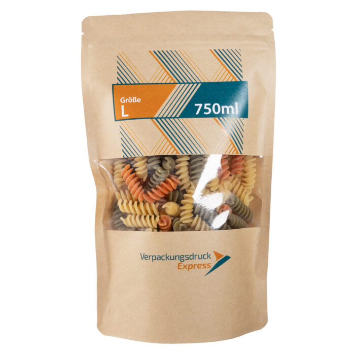 Standbodenbeutel braunes Kraftpapier mit Fenster 750ml – Bild 1