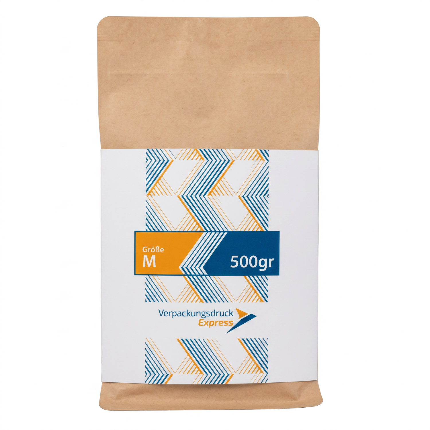 Produktfoto_500gr_braun Kaffeeverpackung mit Aromaventil und bedruckter Manschette - Größe M (500gr) braun – Bild 1